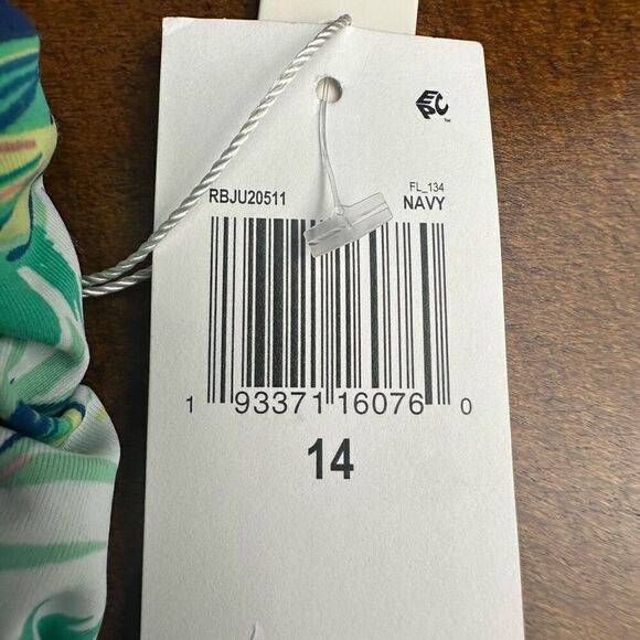 Bleu Rod Beattie NWT size 14 blue bikini swim bottoms with tropical print waistb - Picture 4 of 6